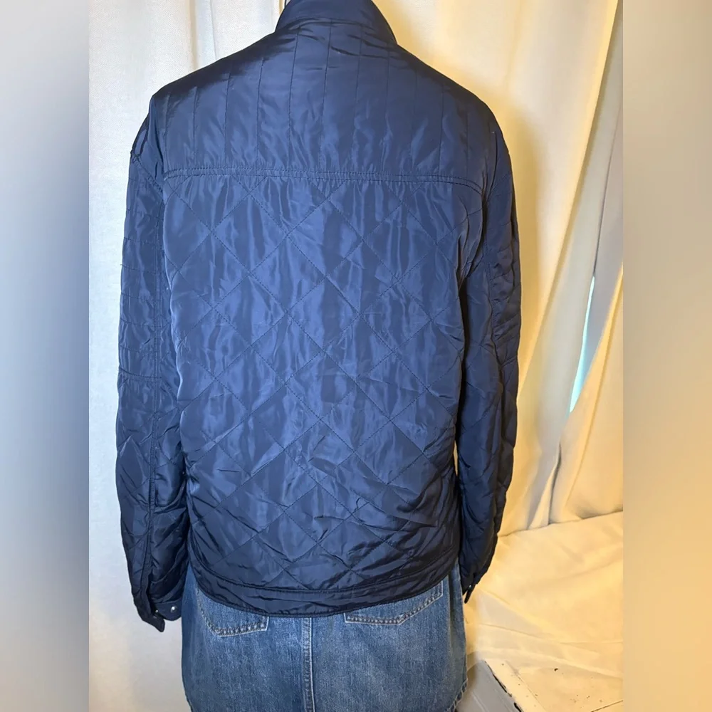 H&M Navy Quilted Lightweight Hiking Jacket Zip Front Utility Coat Sz Medium - Picture 7 of 10